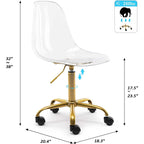Chaise de bureau pivotante en acrylique à hauteur réglable sans accoudoirs