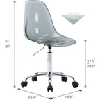 Chaise de bureau pivotante en acrylique à hauteur réglable sans accoudoirs