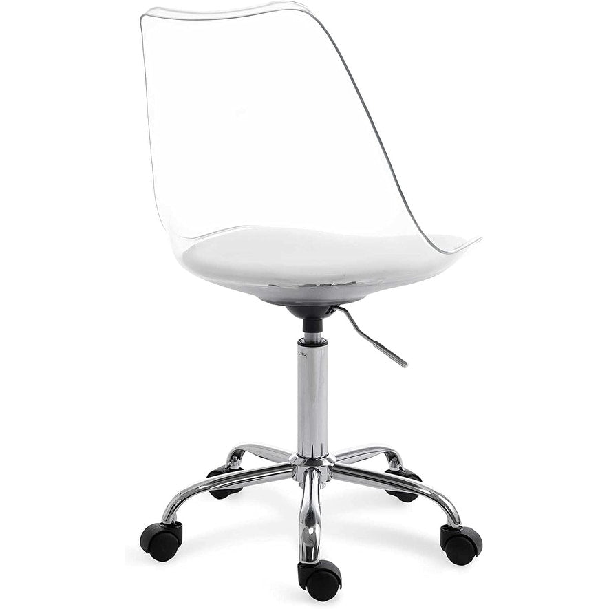 Chaise de bureau pivotante en acrylique à hauteur réglable sans accoudoirs