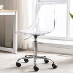 Chaise de bureau pivotante en acrylique à hauteur réglable sans accoudoirs