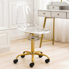 Chaise de bureau pivotante en acrylique à hauteur réglable sans accoudoirs
