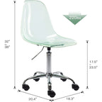 Chaise de bureau pivotante en acrylique à hauteur réglable sans accoudoirs