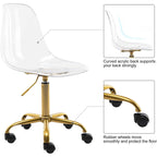 Chaise de bureau pivotante en acrylique à hauteur réglable sans accoudoirs