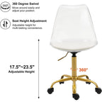 Chaise de bureau pivotante en acrylique à hauteur réglable sans accoudoirs