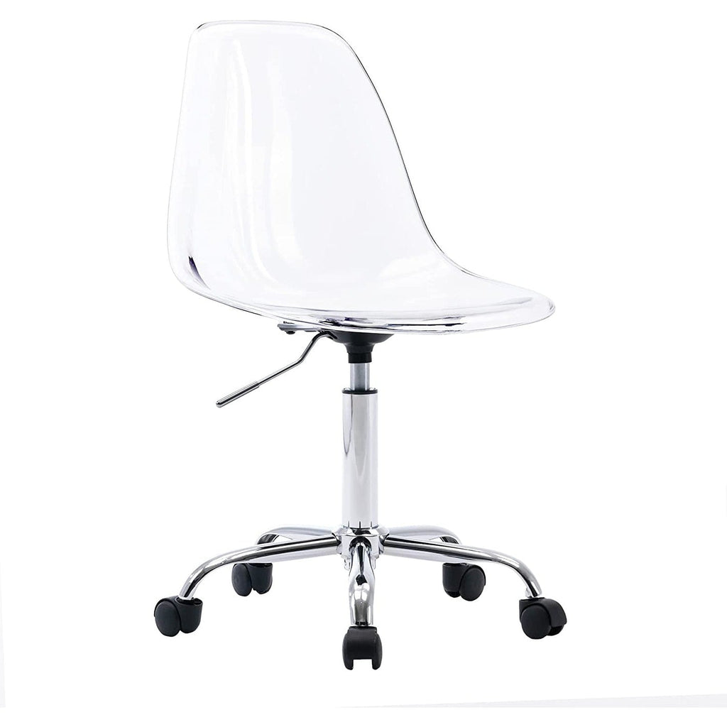 Chaise de bureau pivotante en acrylique à hauteur réglable sans accoudoirs
