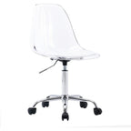 Chaise de bureau pivotante en acrylique à hauteur réglable sans accoudoirs