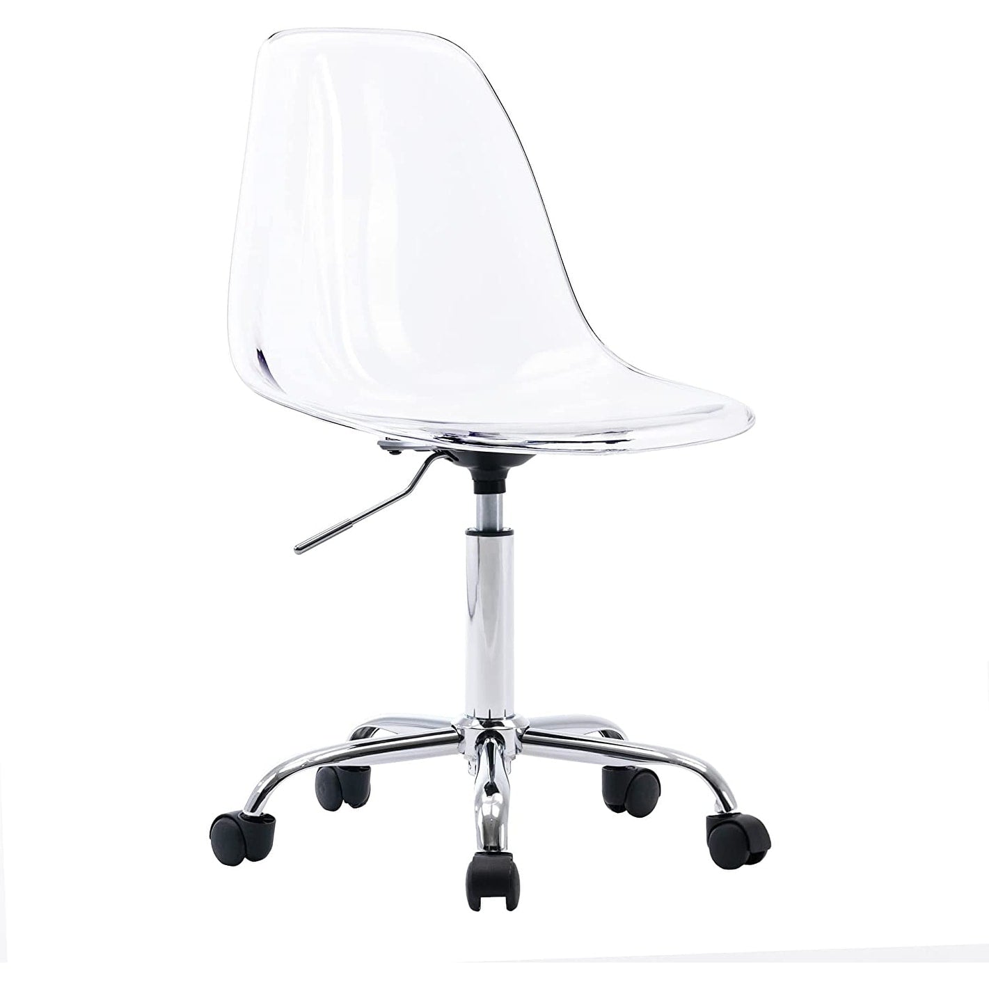 Chaise de bureau pivotante en acrylique à hauteur réglable sans accoudoirs