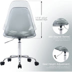 Chaise de bureau pivotante en acrylique à hauteur réglable sans accoudoirs