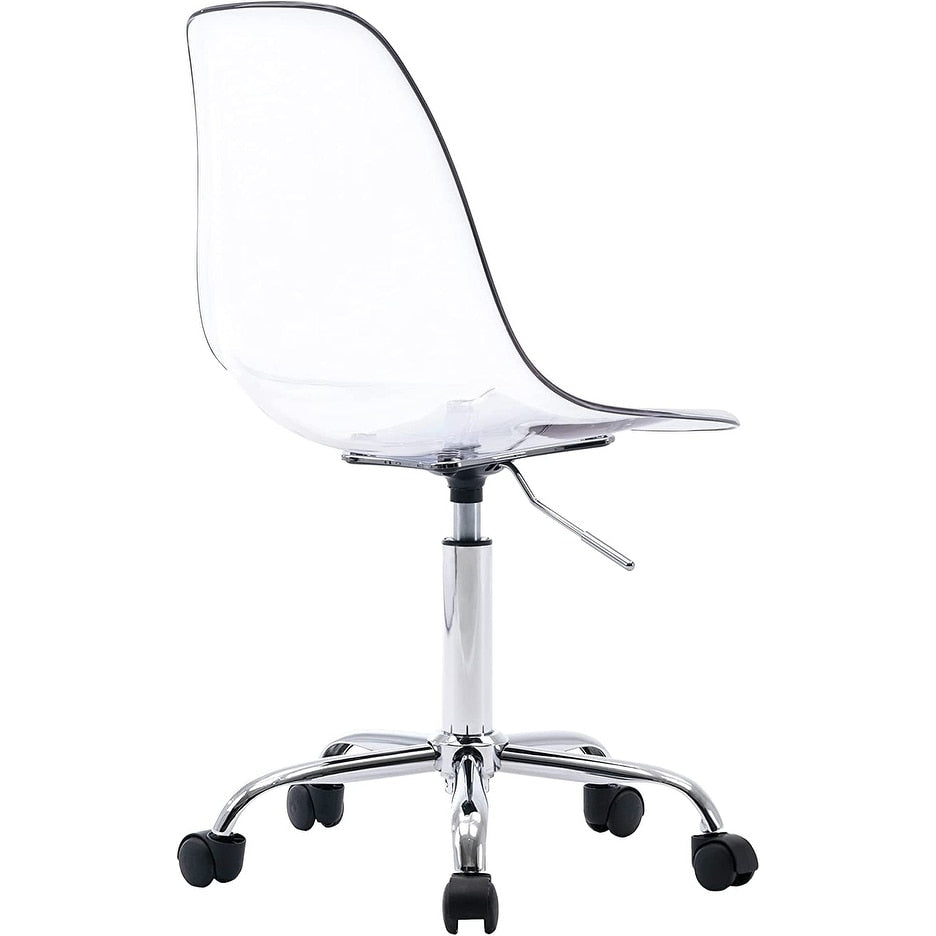 Chaise de bureau pivotante en acrylique à hauteur réglable sans accoudoirs