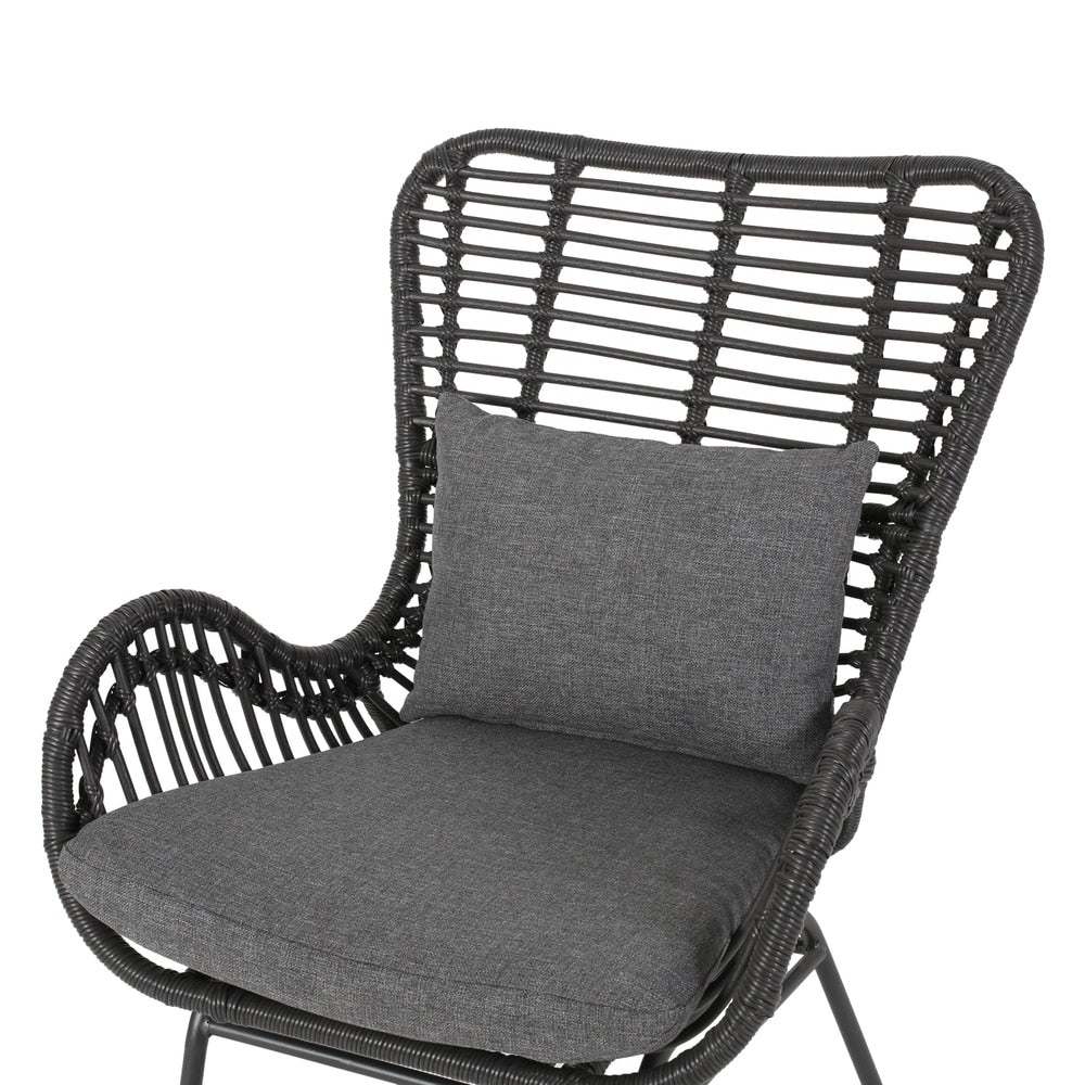 Ensemble de salon de jardin Acuna 3 pièces en osier avec coussins par Christopher Knight Home