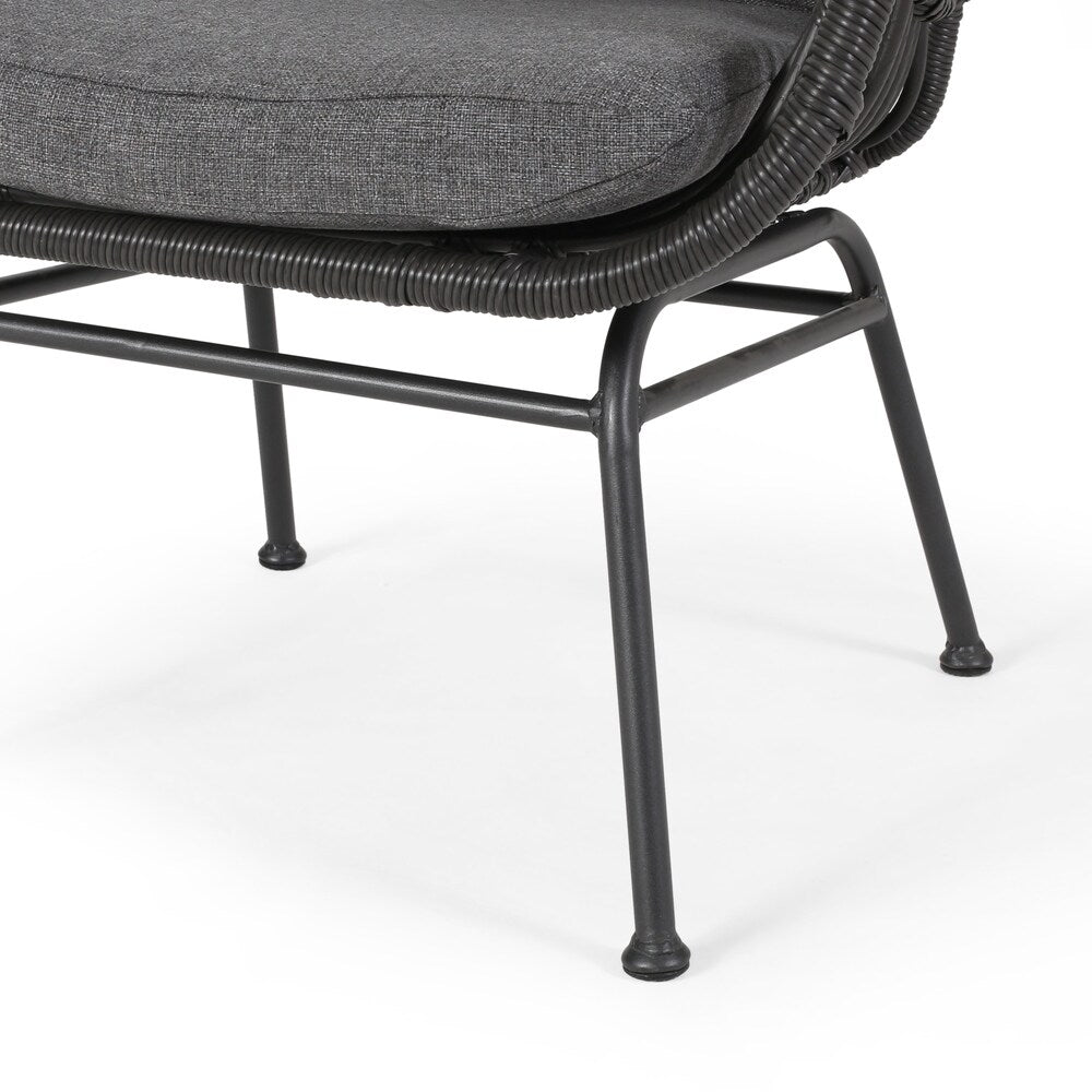 Ensemble de salon de jardin Acuna 3 pièces en osier avec coussins par Christopher Knight Home