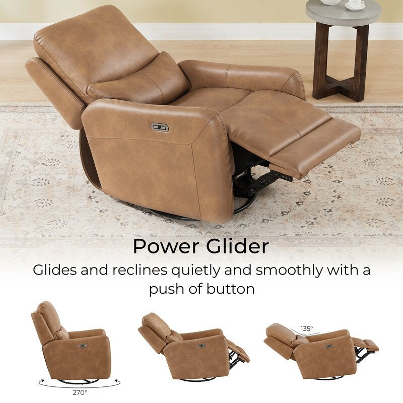 Fauteuil inclinable pivotant électrique Adalyn avec coussin lombaire