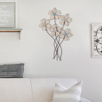 Décoration murale en métal Adeco, sculptures murales à suspendre avec 5 fleurs