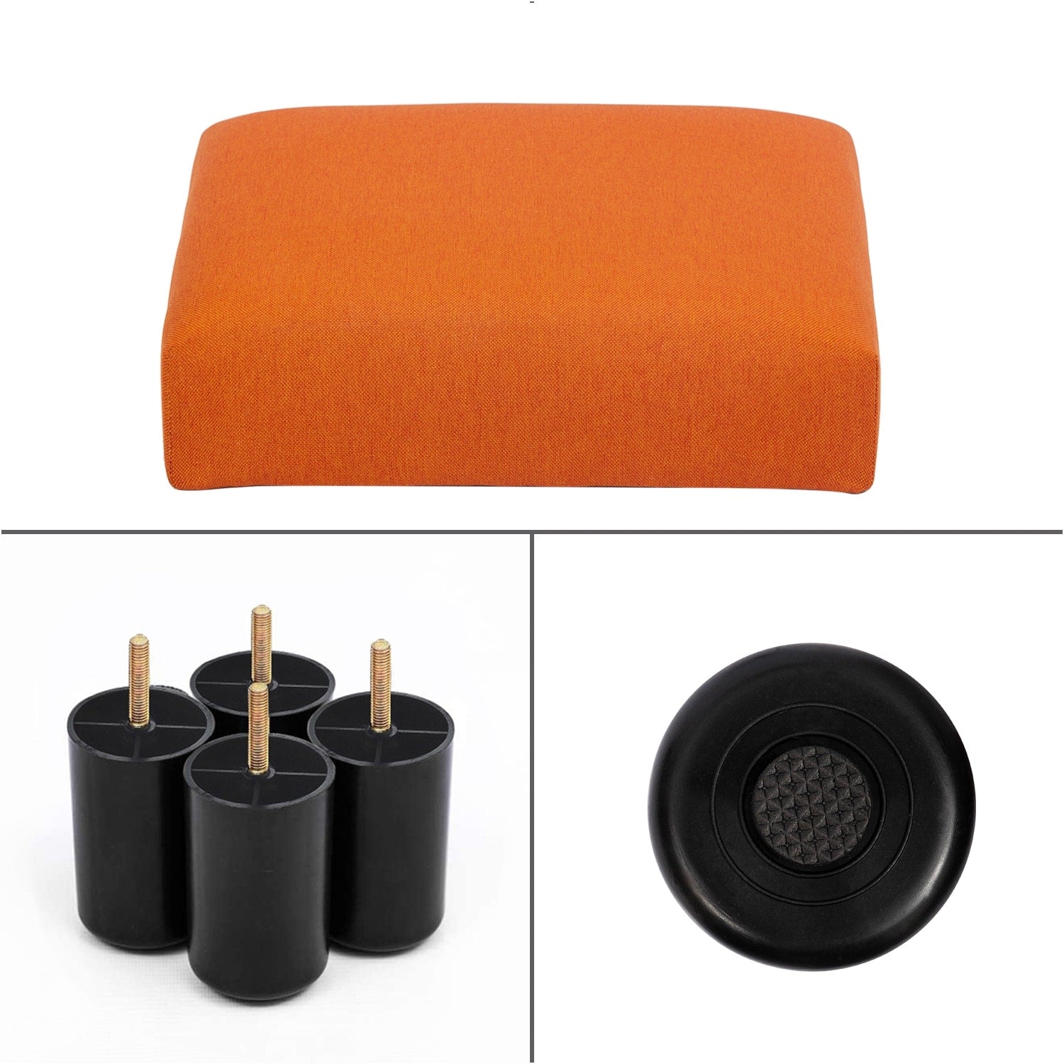 Adeco Ottoman Upholstered Fabric Footrest Pet Steps Dog Stair Stool