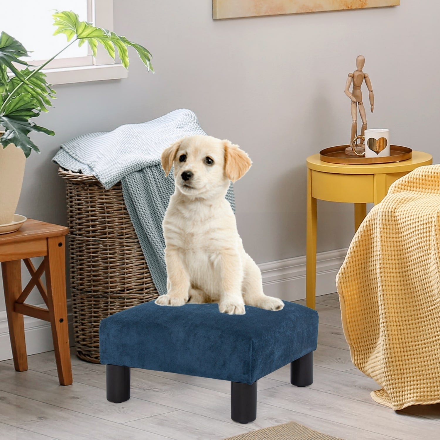 Tabouret d'escalier pour chien Adeco Ottoman rembourré en tissu