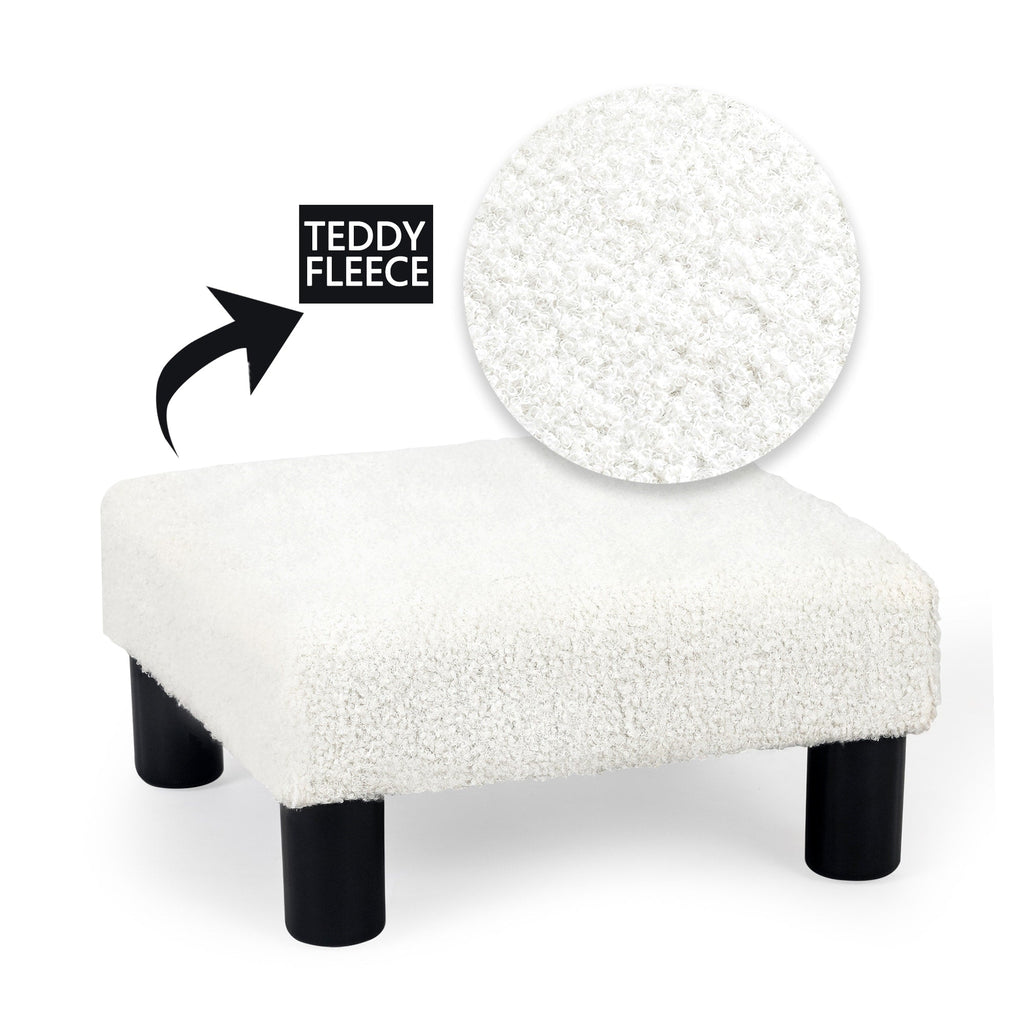 Adeco Ottoman Upholstered Fabric Footrest Pet Steps Dog Stair Stool