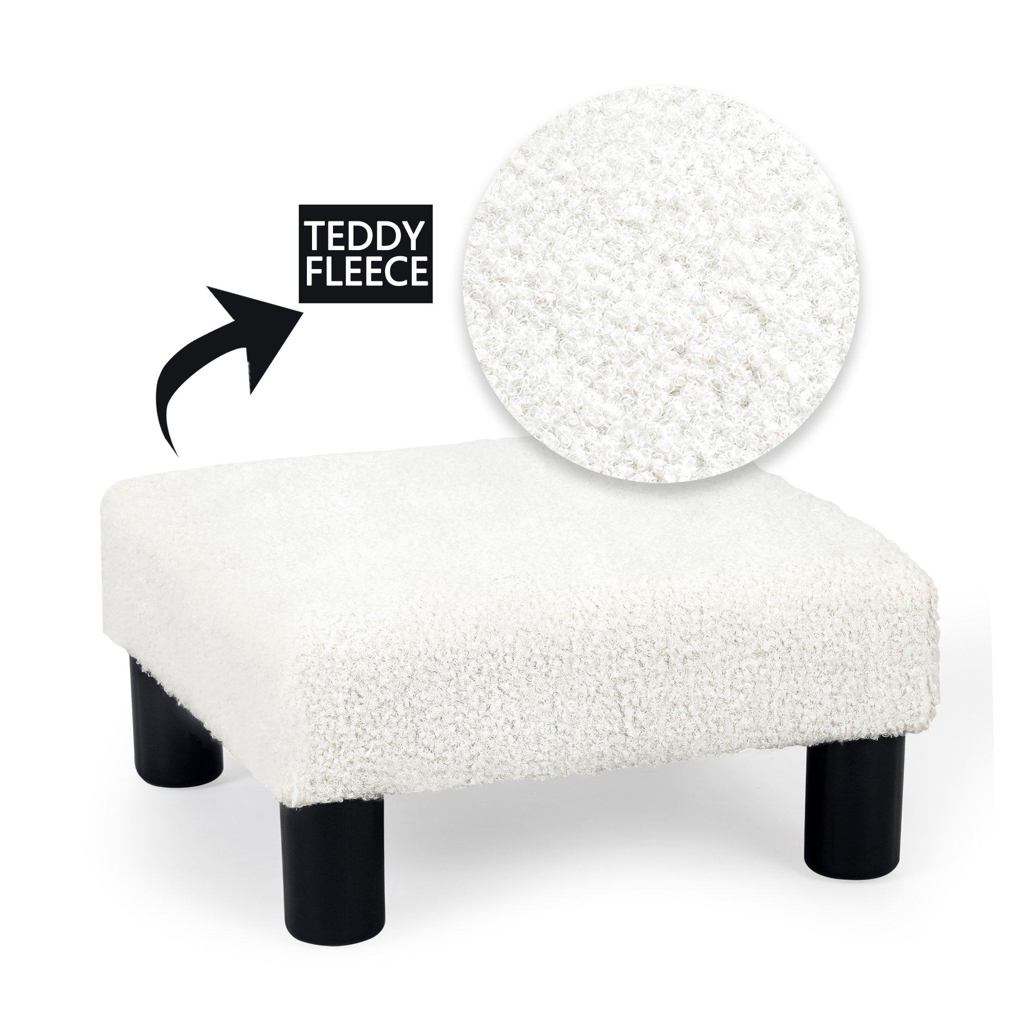 Adeco Ottoman Upholstered Fabric Footrest Pet Steps Dog Stair Stool