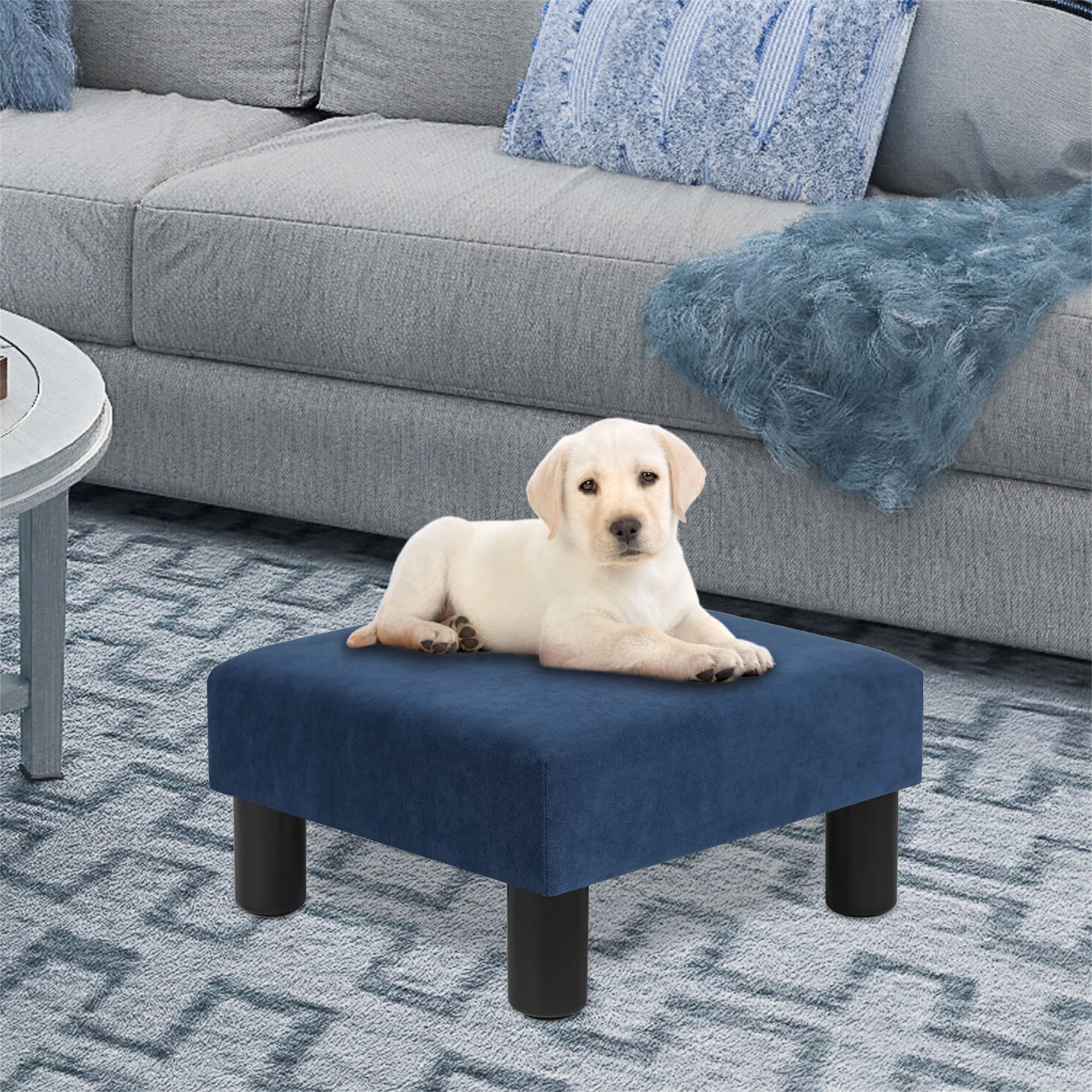 Tabouret d'escalier pour chien Adeco Ottoman rembourré en tissu