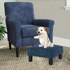 Adeco Ottoman Upholstered Fabric Footrest Pet Steps Dog Stair Stool