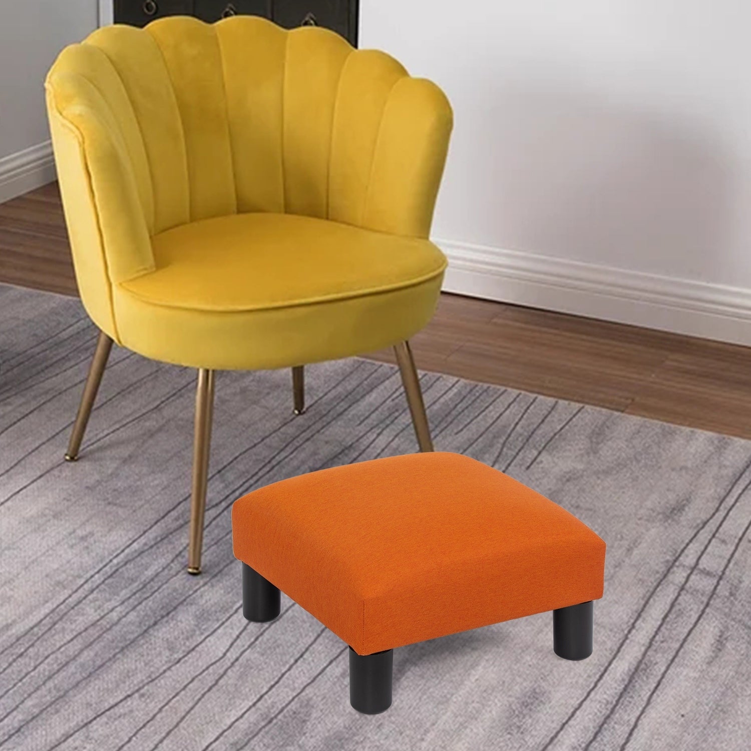 Adeco Ottoman Upholstered Fabric Footrest Pet Steps Dog Stair Stool