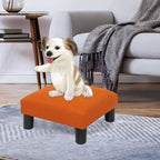 Adeco Ottoman Upholstered Fabric Footrest Pet Steps Dog Stair Stool