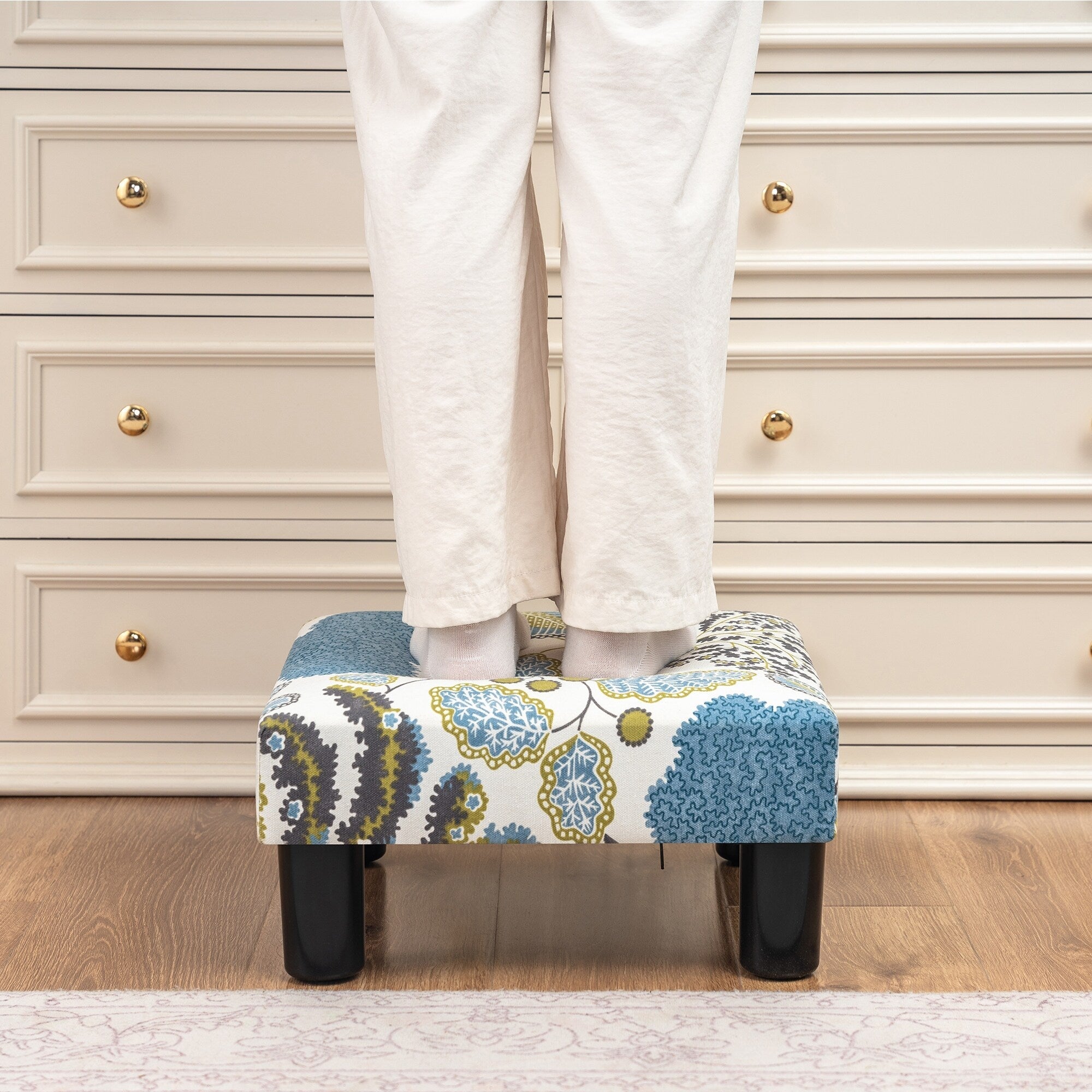 Tabouret d'escalier pour chien Adeco Ottoman rembourré en tissu