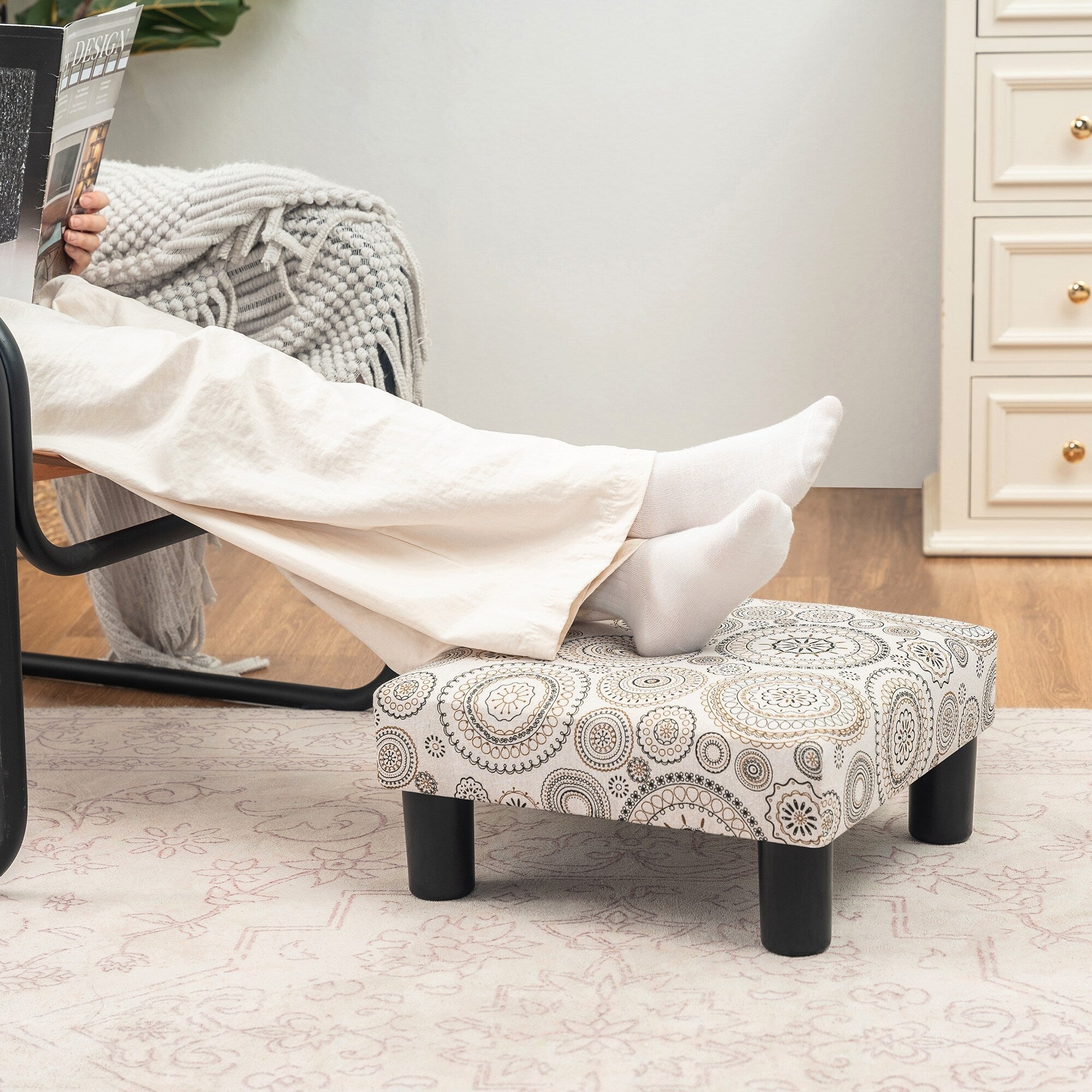 Tabouret d'escalier pour chien Adeco Ottoman rembourré en tissu