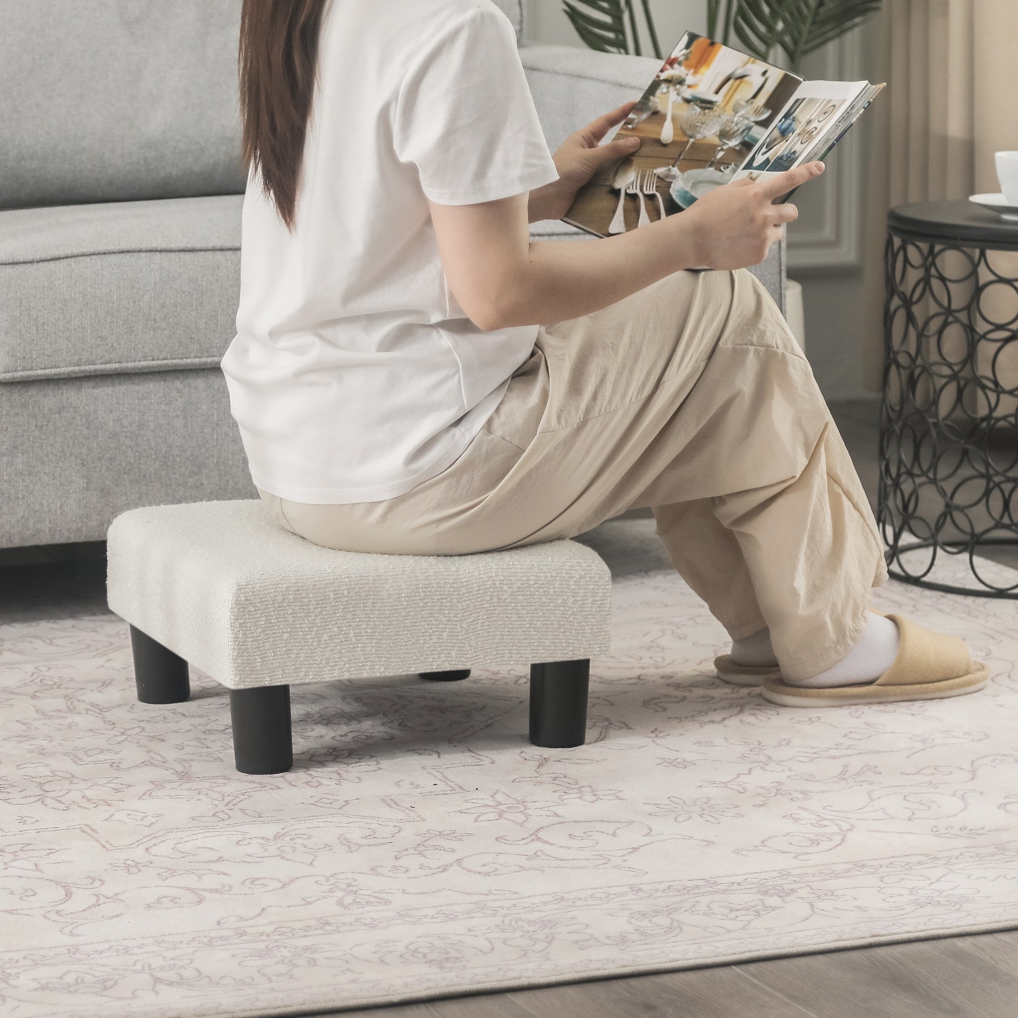 Tabouret d'escalier pour chien Adeco Ottoman rembourré en tissu