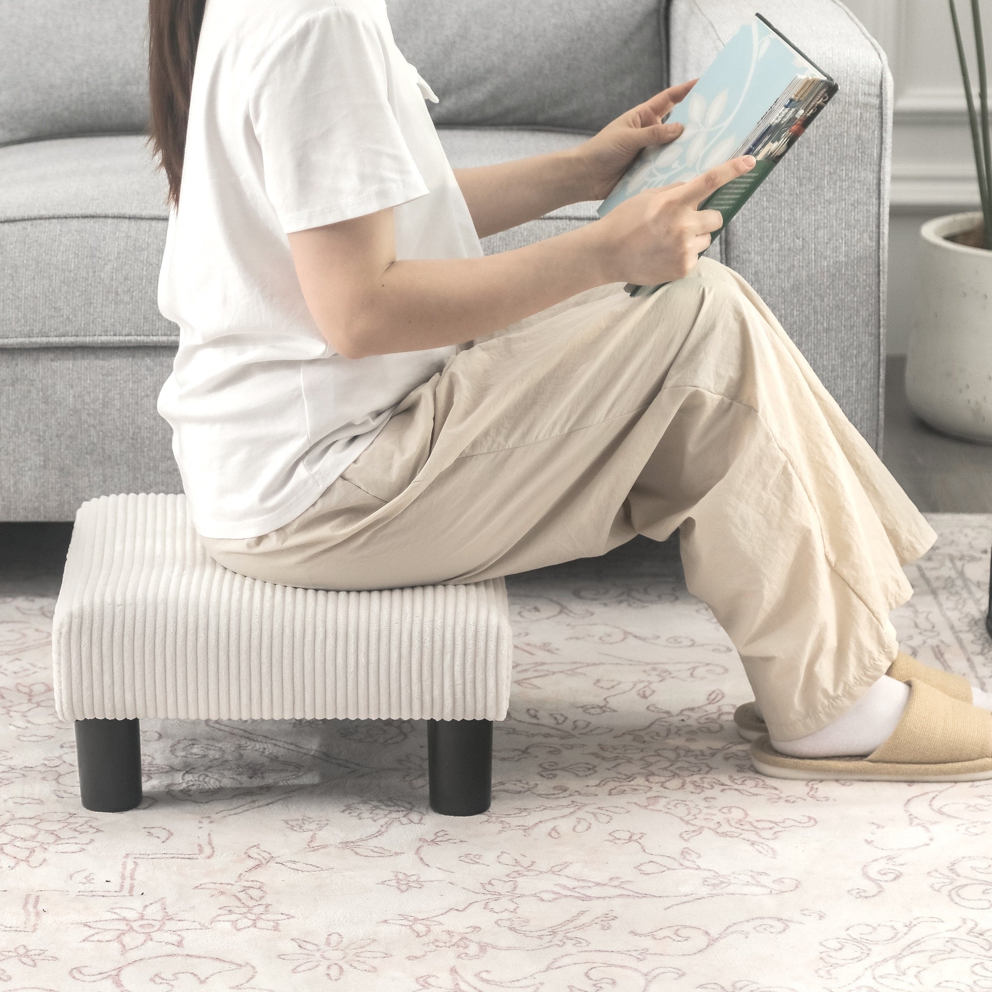Tabouret d'escalier pour chien Adeco Ottoman rembourré en tissu