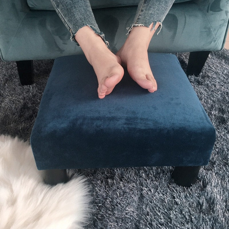 Adeco Ottoman Upholstered Fabric Footrest Pet Steps Dog Stair Stool
