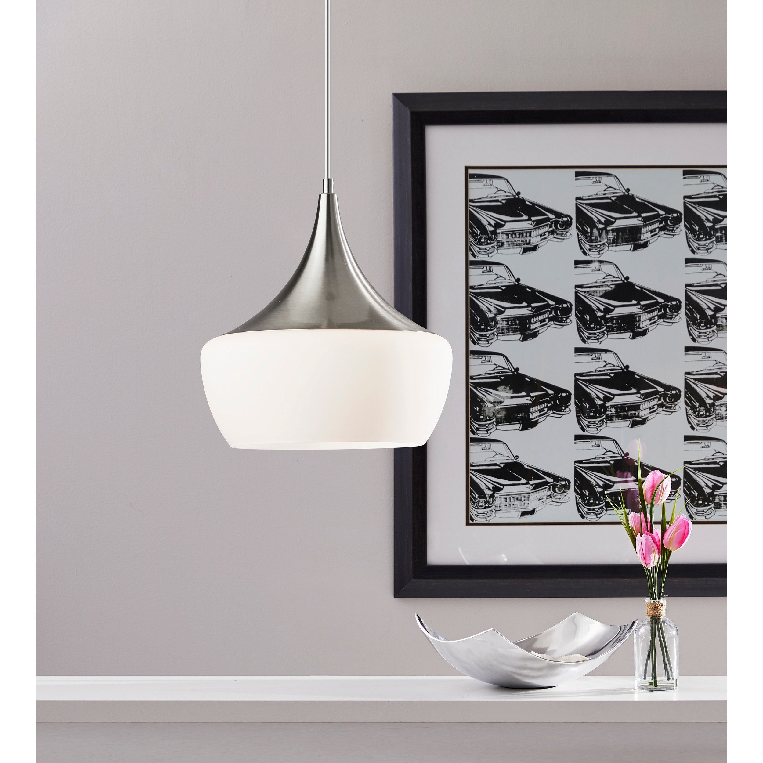 Lampe suspendue Eliza noire ou acier Adesso