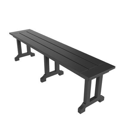 Ensemble de salle à manger d'extérieur Polytrends Laguna en PEHD, toutes saisons, avec table rectangulaire, fauteuils et banc (ensemble de 6 pièces)