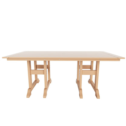 Chaises de salle à manger rectangulaires Adirondack Polytrends Laguna en PEHD, toutes saisons, avec table (ensemble de 7 pièces)
