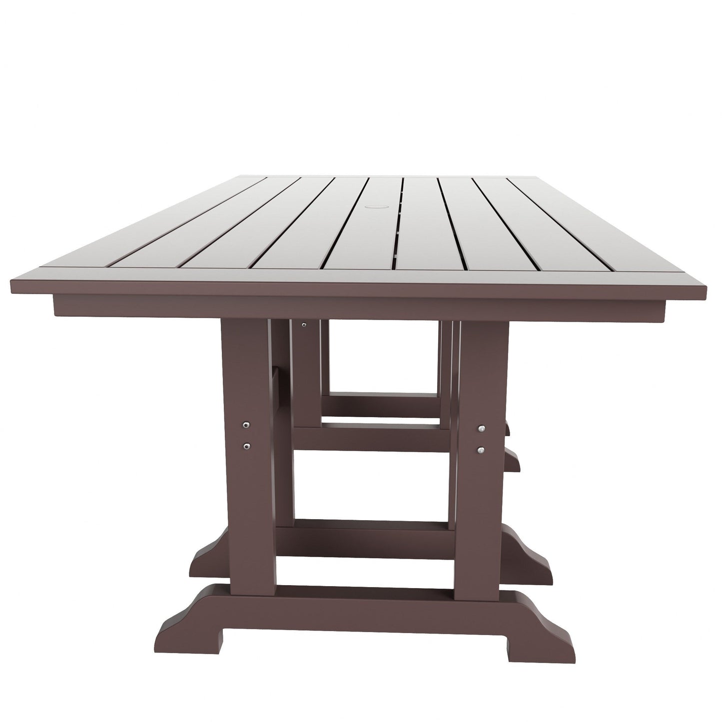 Chaises de salle à manger rectangulaires Adirondack Polytrends Laguna en PEHD, toutes saisons, avec table (ensemble de 7 pièces)