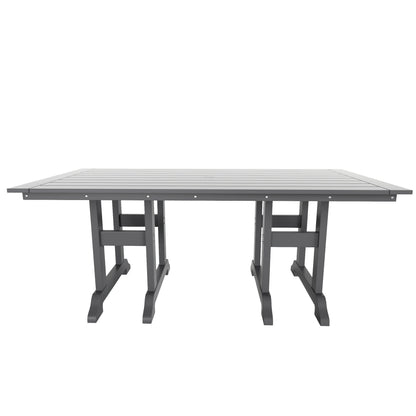 Chaises de salle à manger rectangulaires Adirondack Polytrends Laguna en PEHD, toutes saisons, avec table (ensemble de 7 pièces)