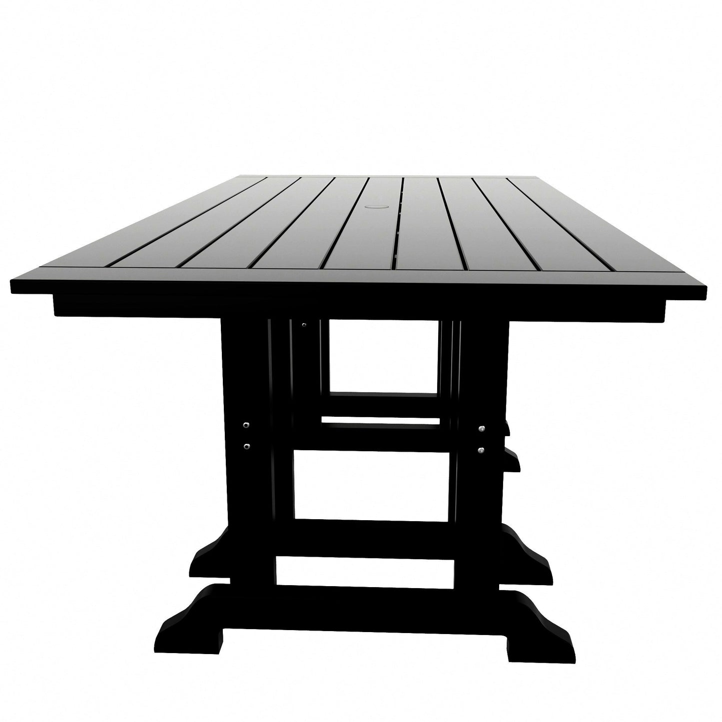 Chaises de salle à manger rectangulaires Adirondack Polytrends Laguna en PEHD, toutes saisons, avec table (ensemble de 7 pièces)