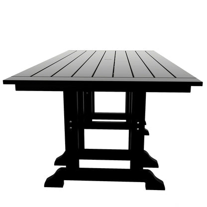 Chaises de salle à manger rectangulaires Adirondack Polytrends Laguna en PEHD, toutes saisons, avec table (ensemble de 7 pièces)