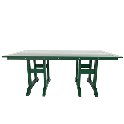 Chaises de salle à manger rectangulaires Adirondack Polytrends Laguna en PEHD, toutes saisons, avec table (ensemble de 7 pièces)