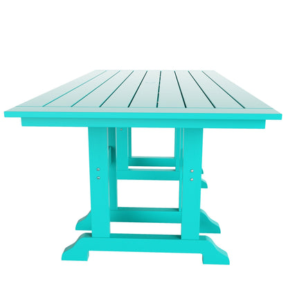 Chaises de salle à manger rectangulaires Adirondack Polytrends Laguna en PEHD, toutes saisons, avec table (ensemble de 7 pièces)