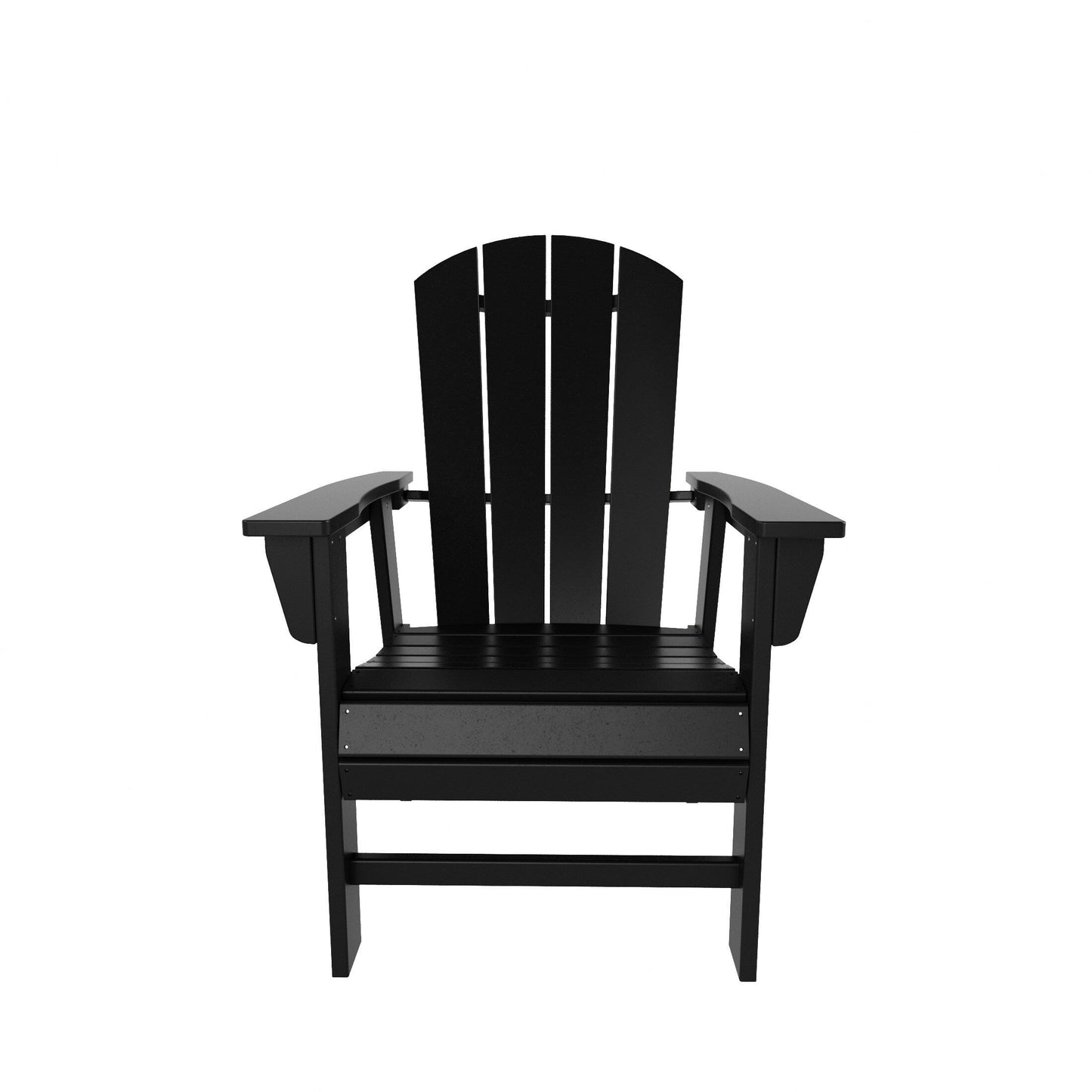 Chaises de salle à manger rectangulaires Adirondack Polytrends Laguna en PEHD, toutes saisons, avec table (ensemble de 7 pièces)