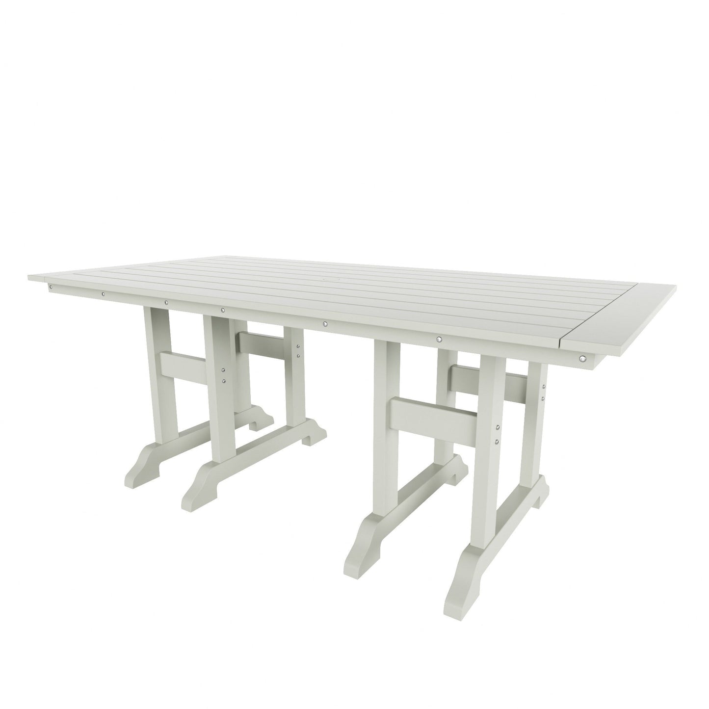 Chaises de salle à manger rectangulaires Adirondack Polytrends Laguna en PEHD, toutes saisons, avec table (ensemble de 7 pièces)