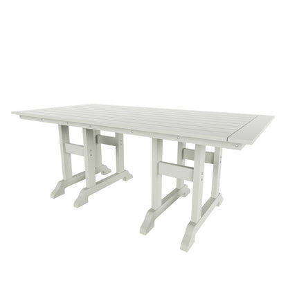Chaises de salle à manger rectangulaires Adirondack Polytrends Laguna en PEHD, toutes saisons, avec table (ensemble de 7 pièces)