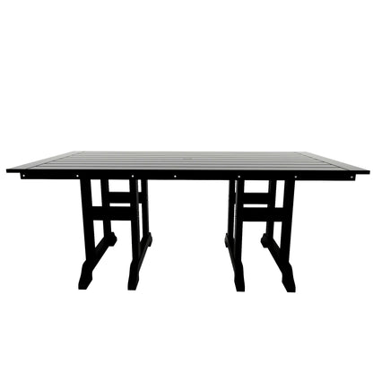 Chaises de salle à manger rectangulaires Adirondack Polytrends Laguna en PEHD, toutes saisons, avec table (ensemble de 7 pièces)