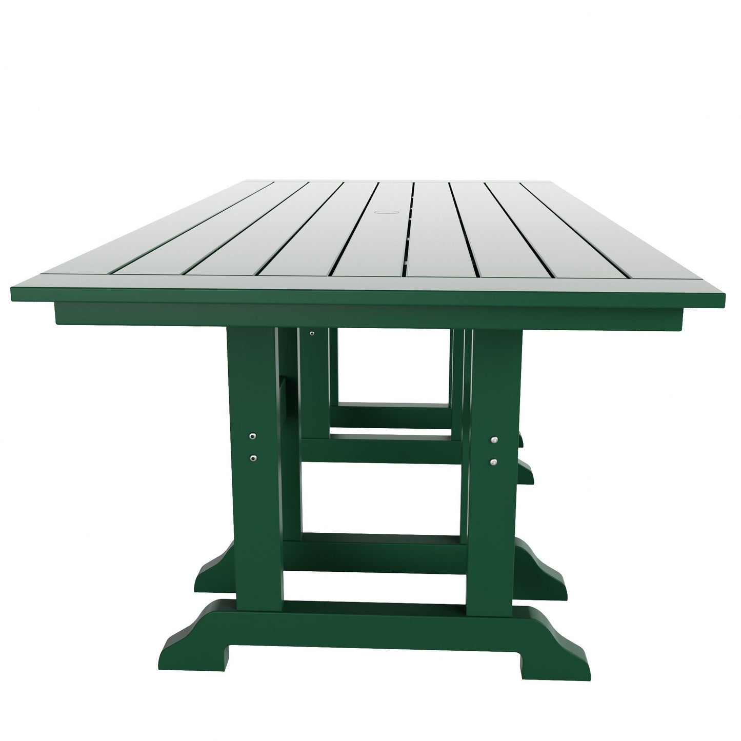 Chaises de salle à manger rectangulaires Adirondack Polytrends Laguna en PEHD, toutes saisons, avec table (ensemble de 7 pièces)