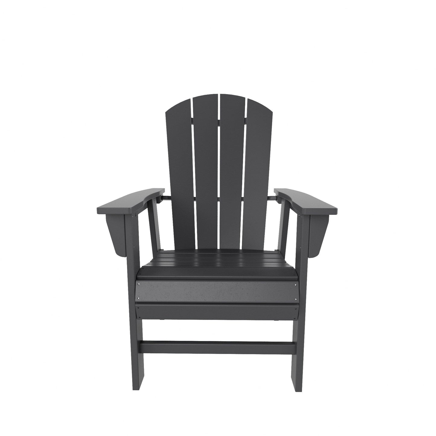 Chaises de salle à manger rectangulaires Adirondack Polytrends Laguna en PEHD, toutes saisons, avec table (ensemble de 7 pièces)
