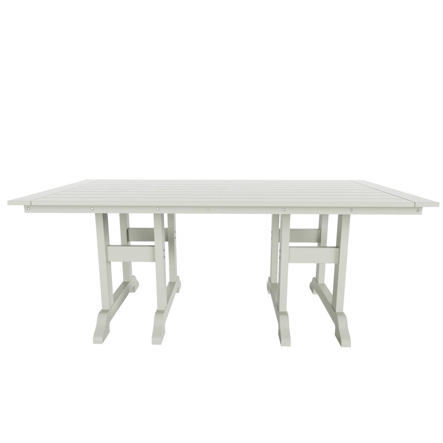 Chaises de salle à manger rectangulaires Adirondack Polytrends Laguna en PEHD, toutes saisons, avec table (ensemble de 7 pièces)
