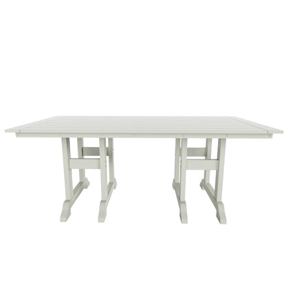 Chaises de salle à manger rectangulaires Adirondack Polytrends Laguna en PEHD, toutes saisons, avec table (ensemble de 7 pièces)