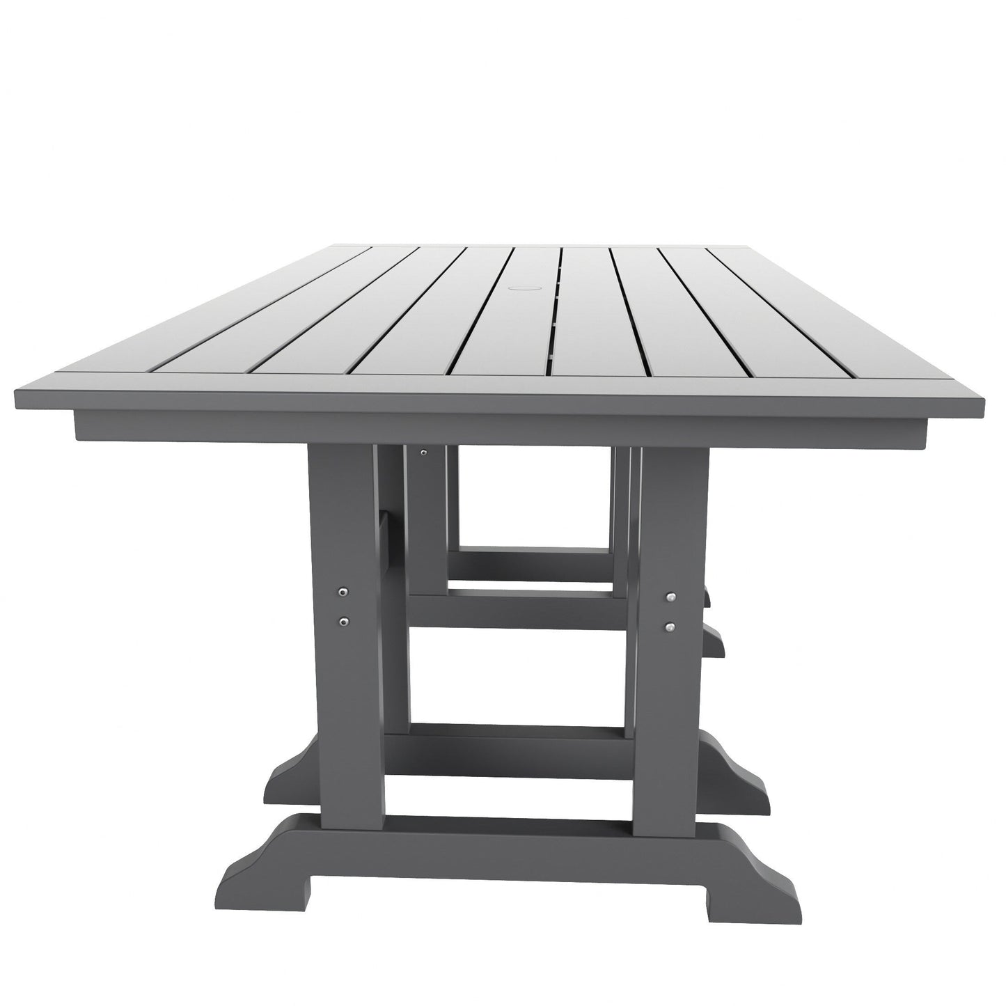 Chaises de salle à manger rectangulaires Adirondack Polytrends Laguna en PEHD, toutes saisons, avec table (ensemble de 7 pièces)