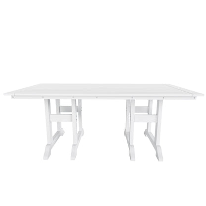 Chaises de salle à manger rectangulaires Adirondack Polytrends Laguna en PEHD, toutes saisons, avec table (ensemble de 7 pièces)