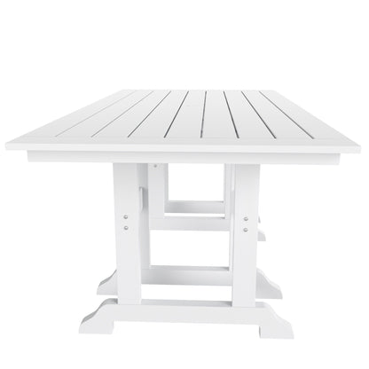 Chaises de salle à manger rectangulaires Adirondack Polytrends Laguna en PEHD, toutes saisons, avec table (ensemble de 7 pièces)